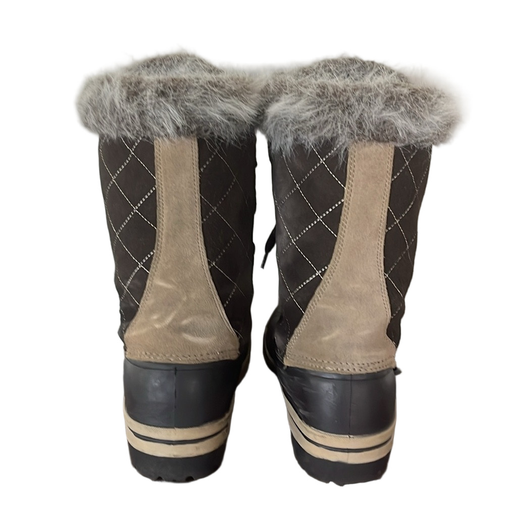 Polar Edge Thinsulate Faux Fur Winter Snow Boots Brown Suede Leather Size 9 - Picture 10 of 17